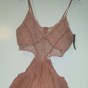Coral/Rose Sexy Cut-Out Mini Dress